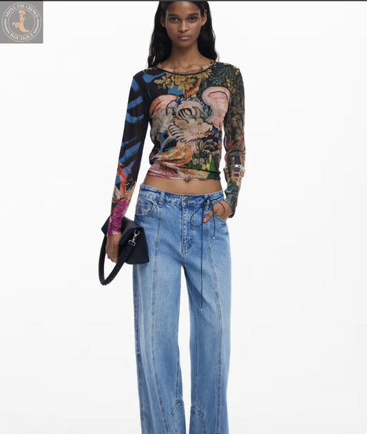 Desigual Floral Print Long Sleeve Top - Unique European Style Desigual