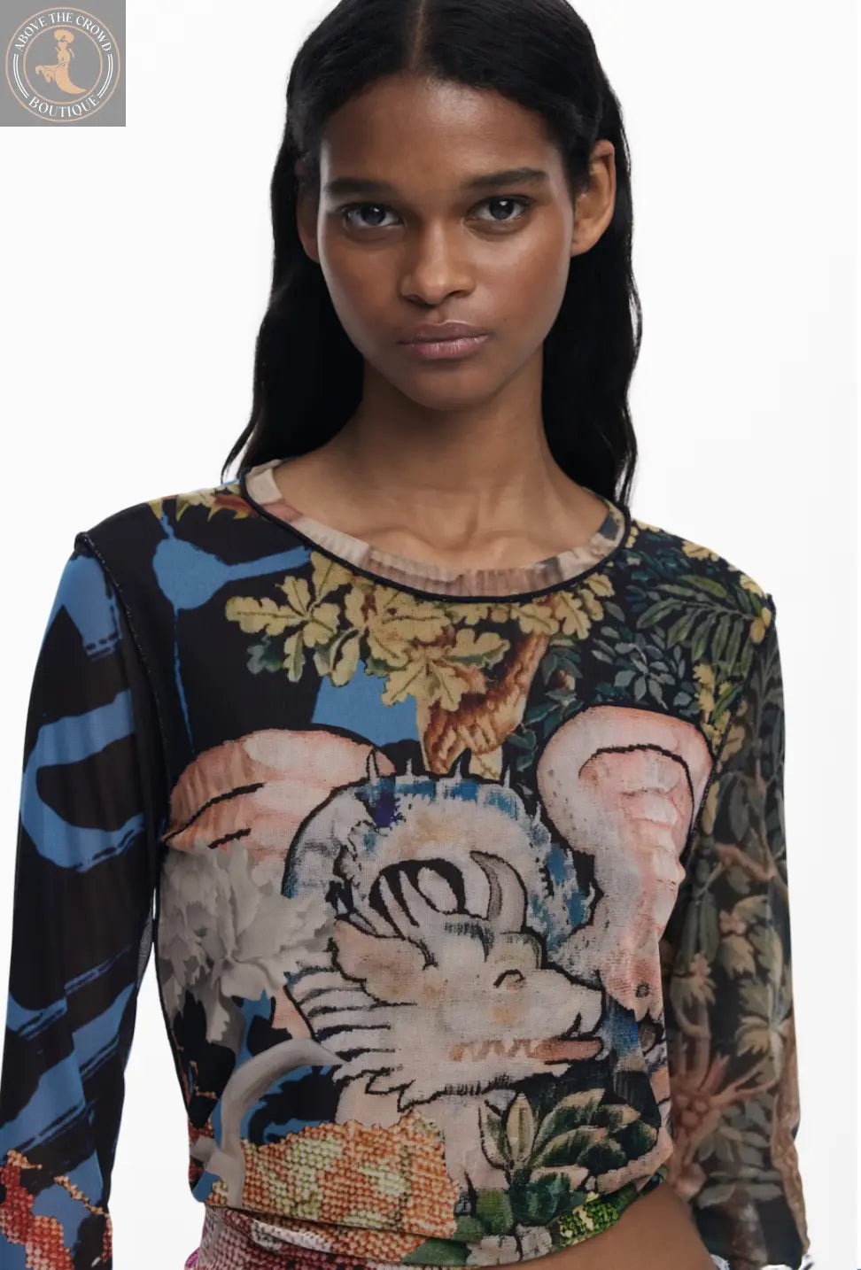 Desigual Floral Print Long Sleeve Top - Unique European Style Desigual