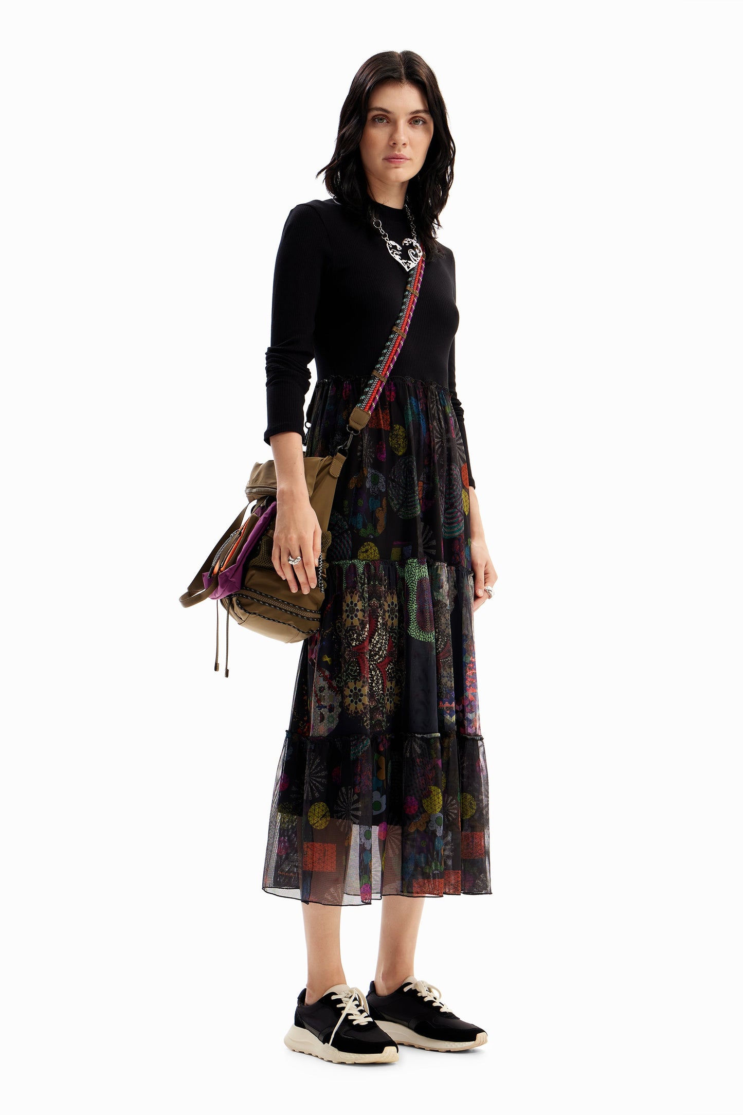 Desigual Floral Print Midi Dress - Unique Combination Style Desigual