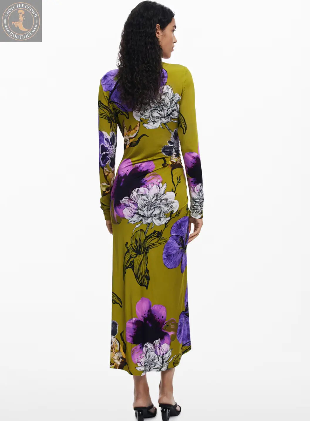 Desigual Floral Ruched Midi Dress - European Style, Flattering Fit Desigual