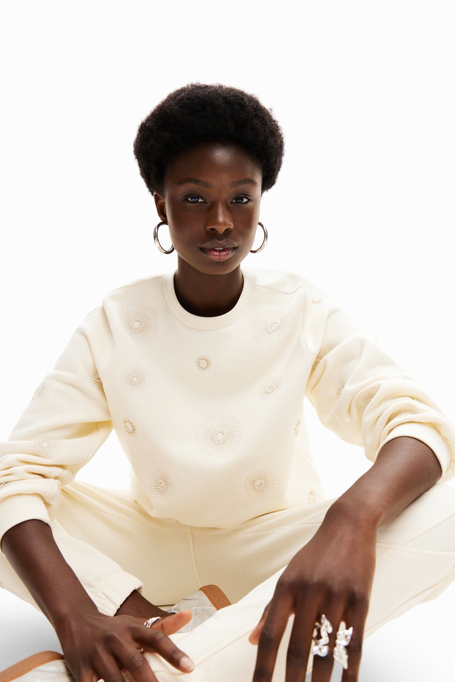 Desigual Geometric Embroidery Sweatshirt - Unique European Style, Comfortable Fit Desigual