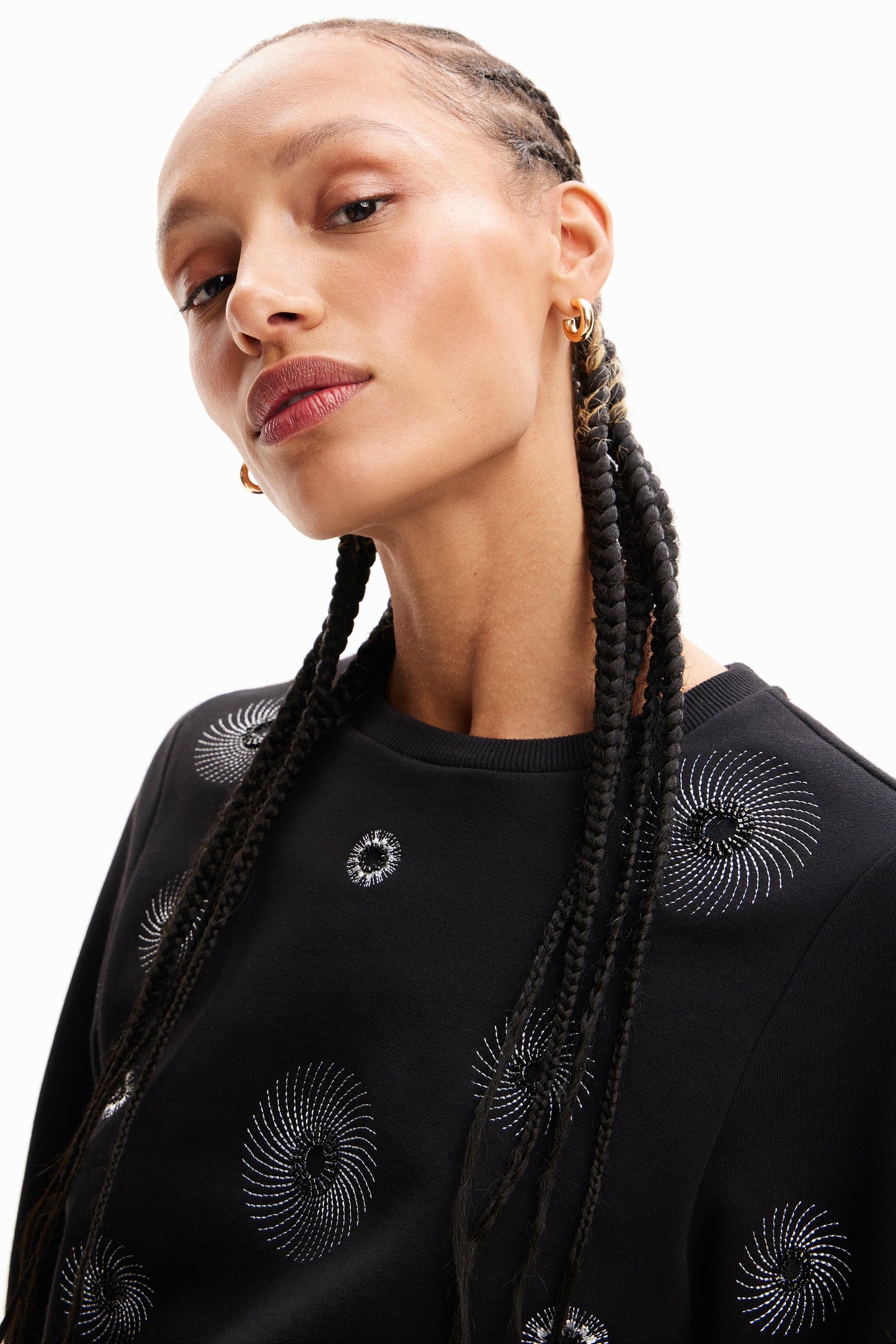 Desigual Geometric Embroidery Sweatshirt - Unique European Style, Comfortable Fit Desigual