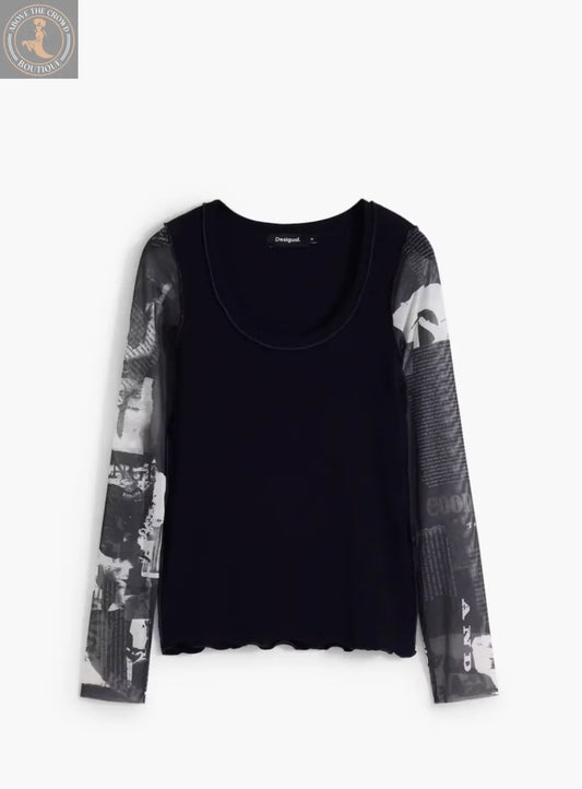 Desigual Graphic Long Sleeve Top - Unique European Style Desigual