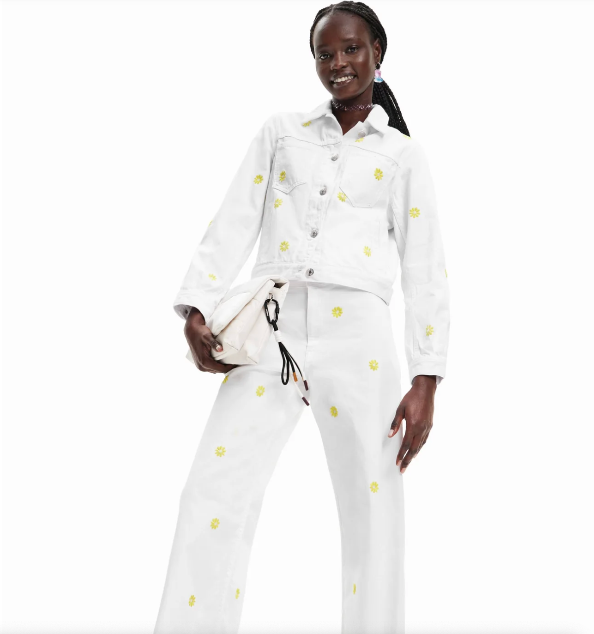 Desigual Jean Jacket XL - Floral Embroidered Denim, Unique European Style Desigual