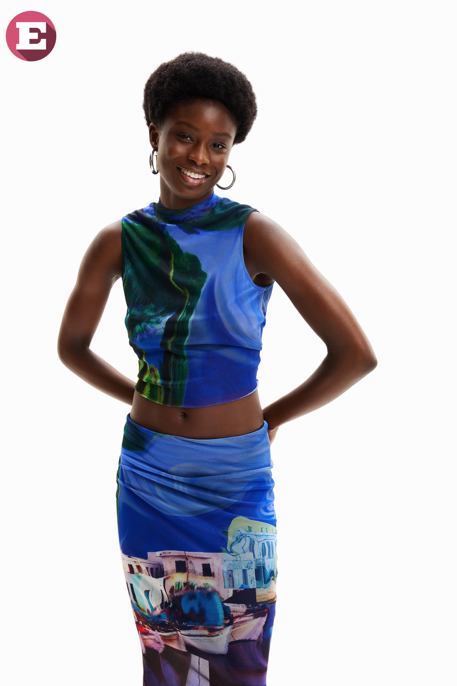 Desigual M. Christian Lacroix Tulle Landscape Sleeveless Top - Unique Designer T-Shirt Desigual