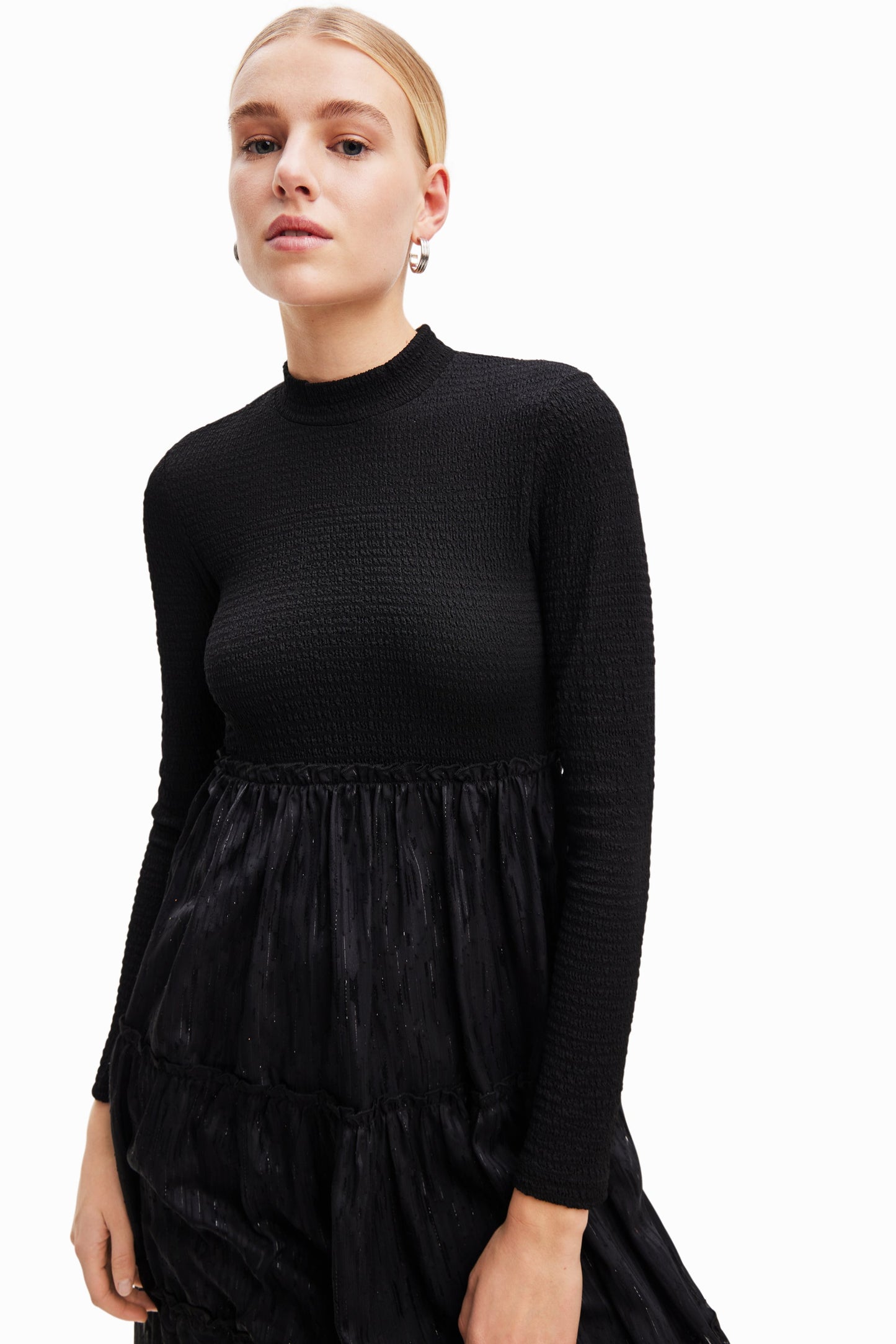 Desigual Midi Dress - Two-Piece Effect, Lurex & Sheer Details Desigual