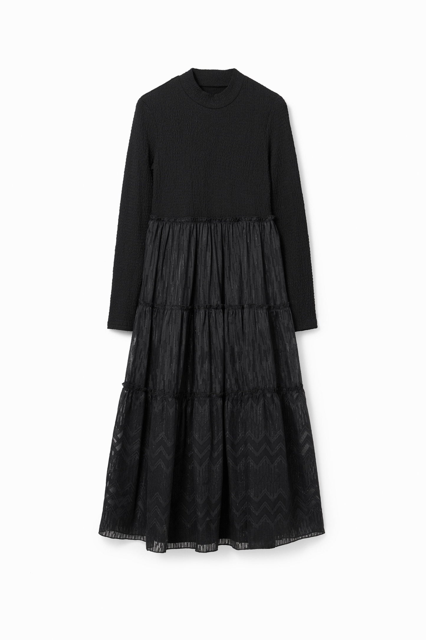 Desigual Midi Dress - Two-Piece Effect, Lurex & Sheer Details Desigual