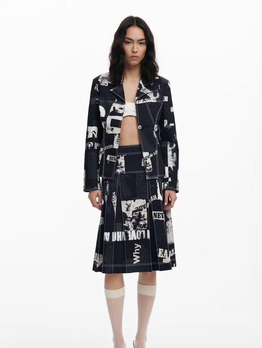 Desigual Mono-Print Blazer Jacket - Unique European Style Desigual