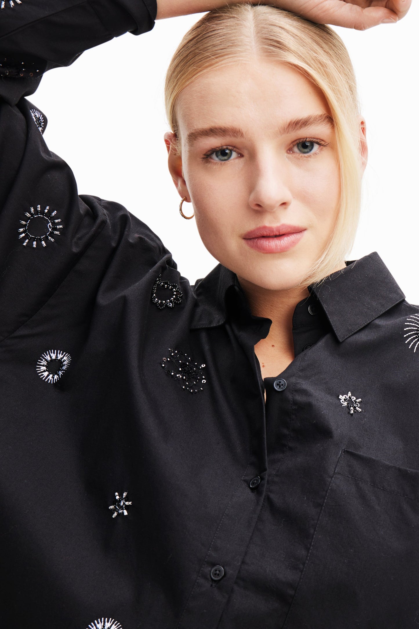 Desigual Oversize Embroidered Poplin Shirt - Unique Global Style Desigual