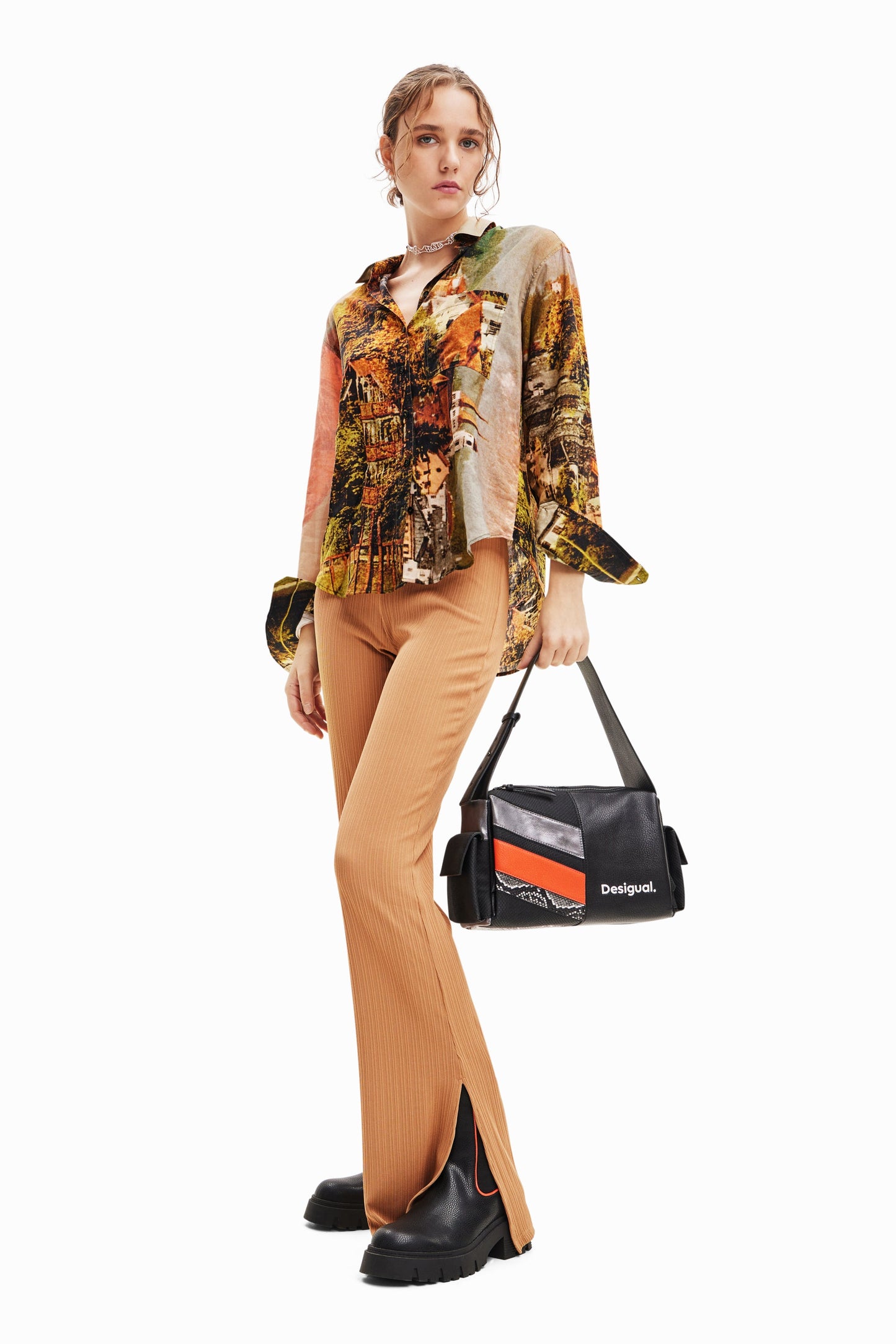 Desigual Paisaje Lacroix Shirt - Women's Artistic Landscape Print Top - Above The Crowd Boutique Desigual