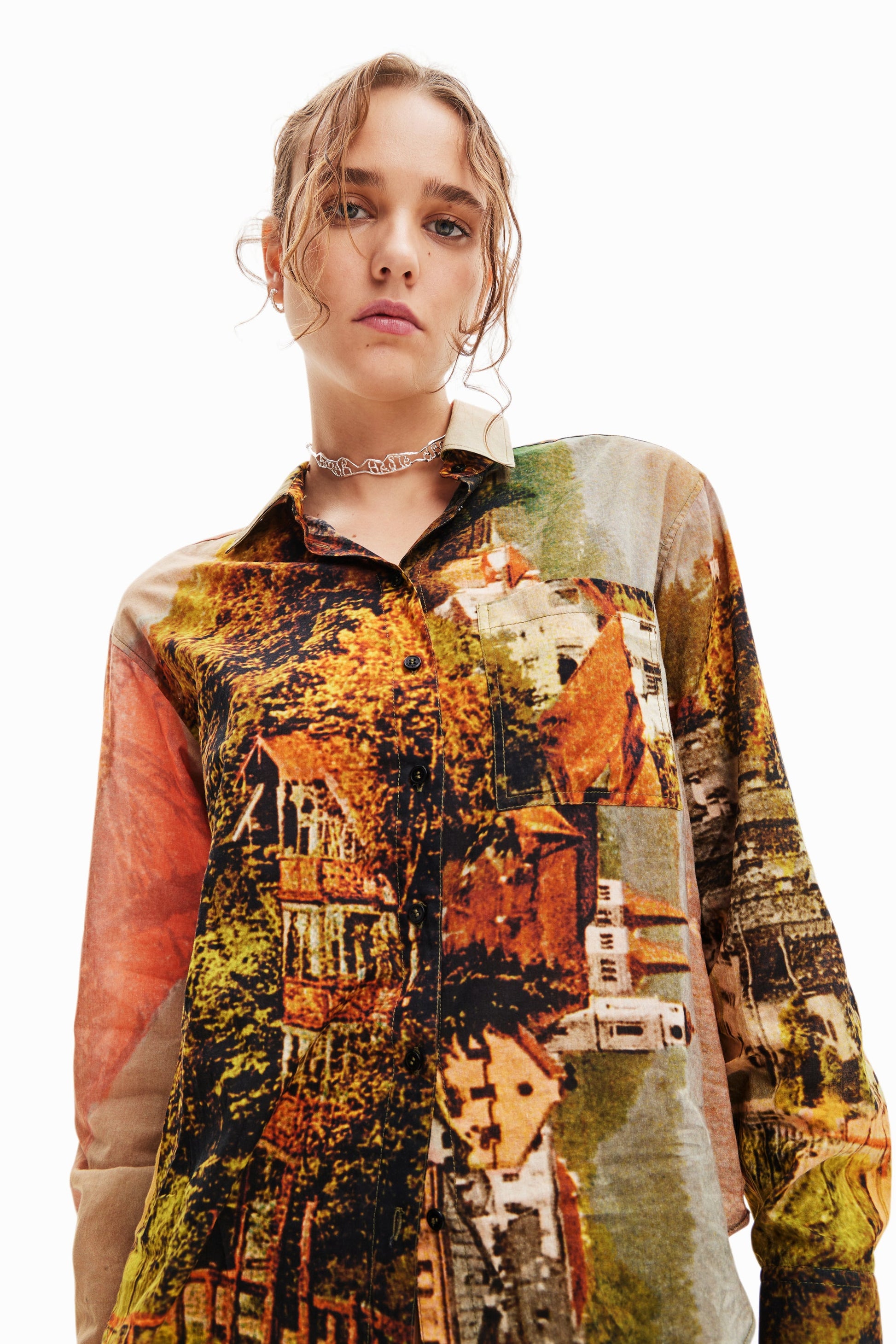 Desigual Paisaje Lacroix Shirt - Women's Artistic Landscape Print Top - Above The Crowd Boutique Desigual