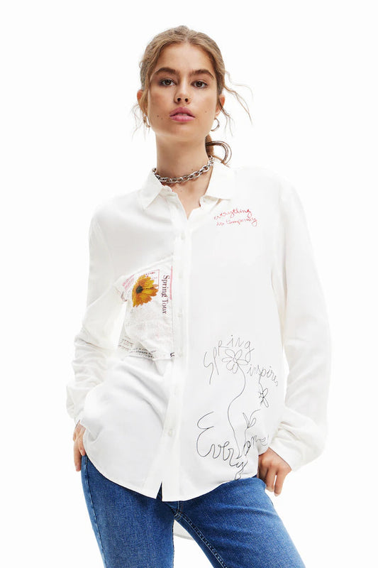 Desigual Patchwork Message Women Shirt 23SWCW48 Desigual
