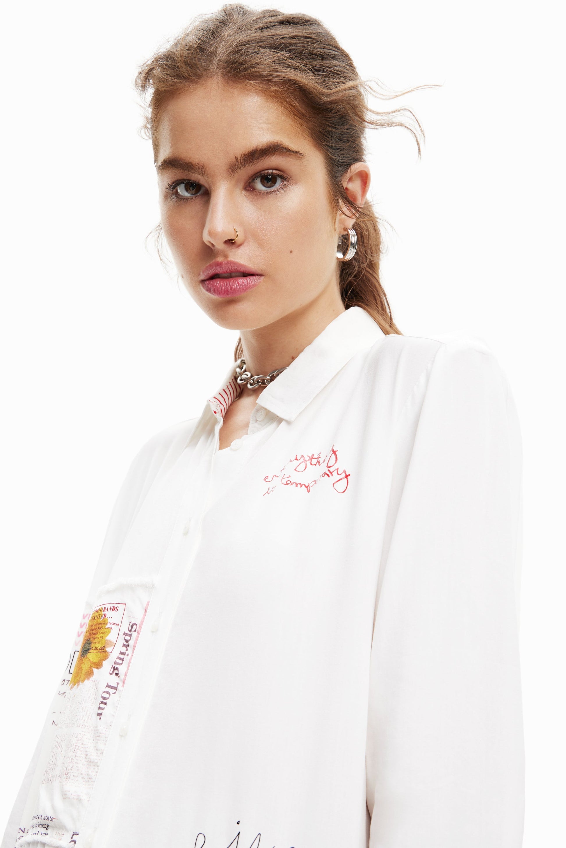 Desigual Patchwork Message Women Shirt 23SWCW48 Desigual