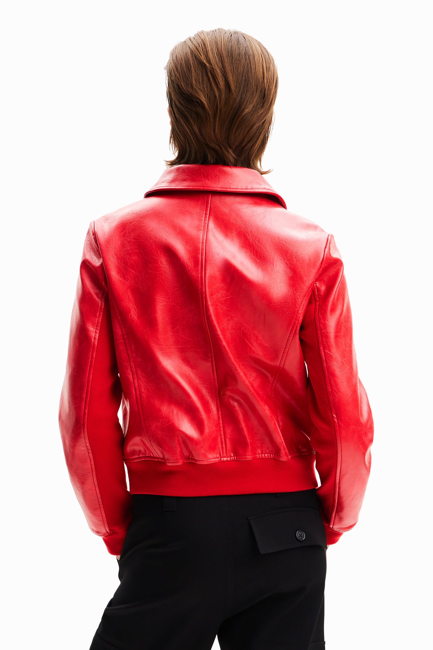 Desigual Red Faux Leather Jacket - European Style, Stand Out From The Crowd Desigual