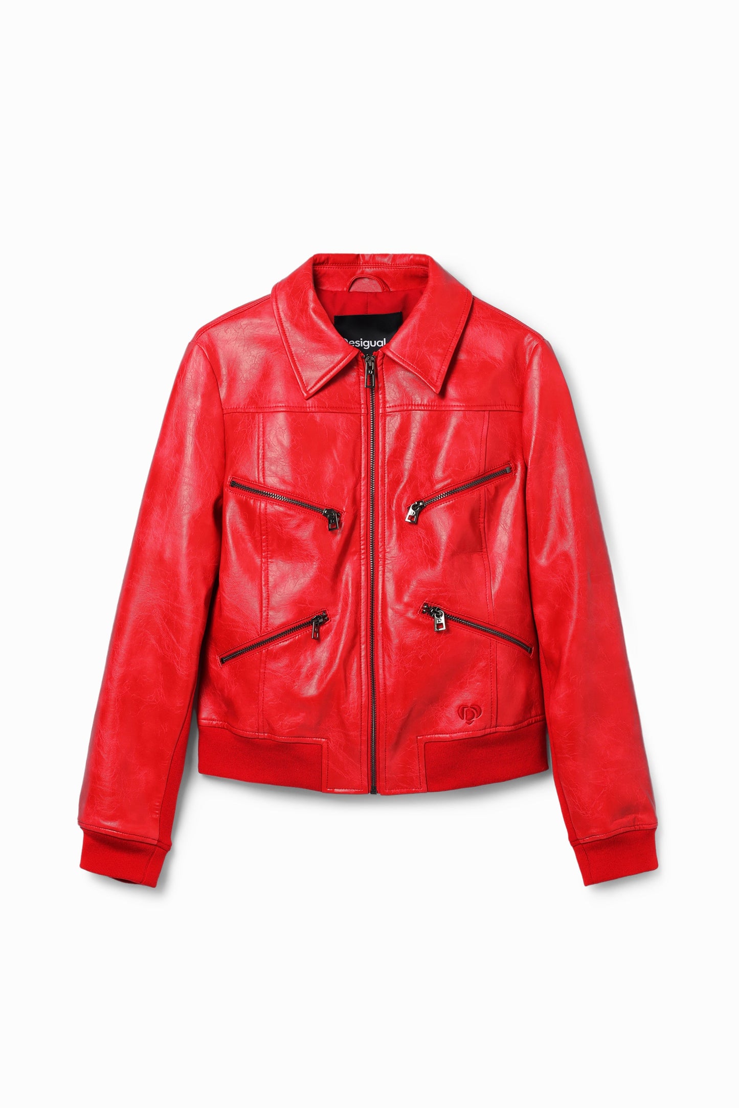 Desigual Red Faux Leather Jacket - European Style, Stand Out From The Crowd Desigual