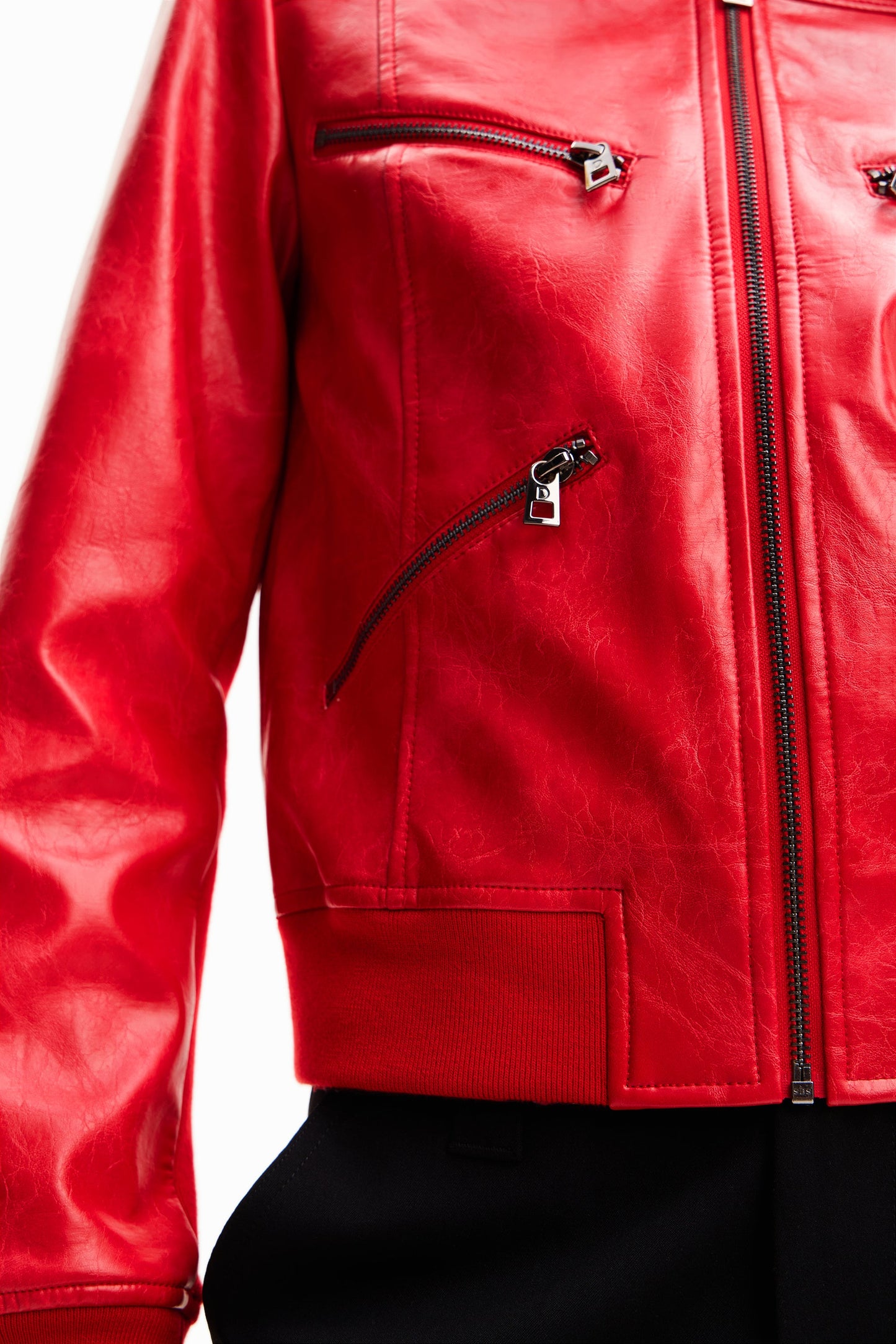 Desigual Red Faux Leather Jacket - European Style, Stand Out From The Crowd Desigual