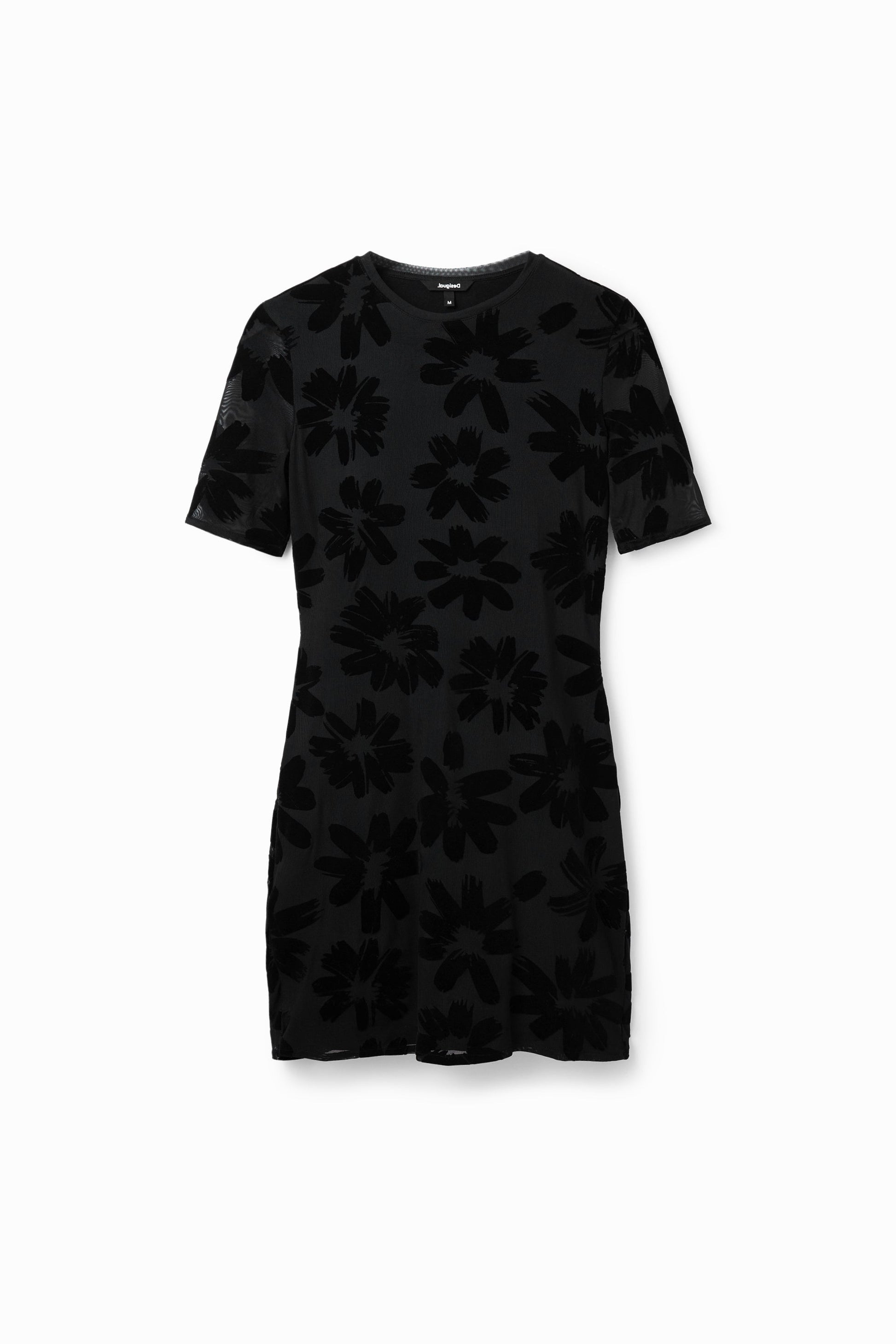 Desigual Short Black Floral Velvet Tulle Dress - Fitted & Stylish - L Desigual Short Black Floral Velvet Tulle Dress - Fitted & Stylish - L