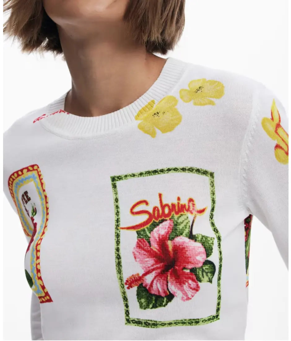 Desigual Tampere Sweater - Eclectic Patchwork Knit Top Desigual