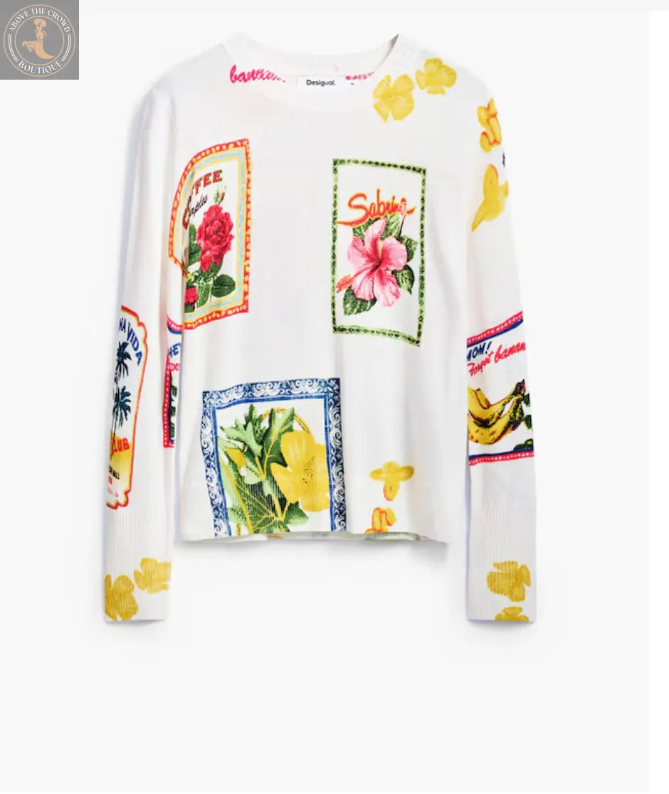 Desigual Tampere Sweater - Eclectic Patchwork Knit Top Desigual