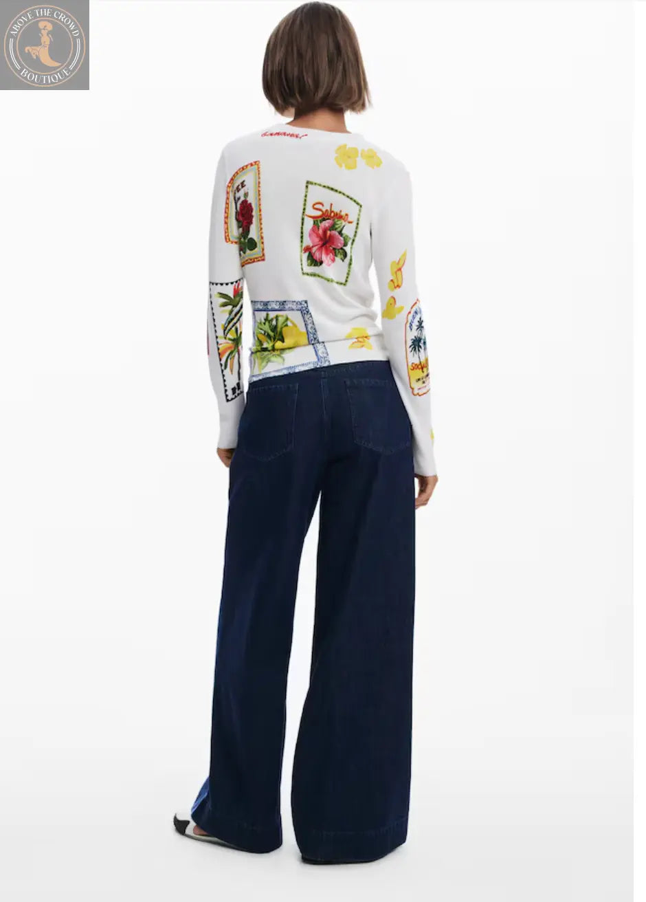 Desigual Tampere Sweater - Eclectic Patchwork Knit Top Desigual