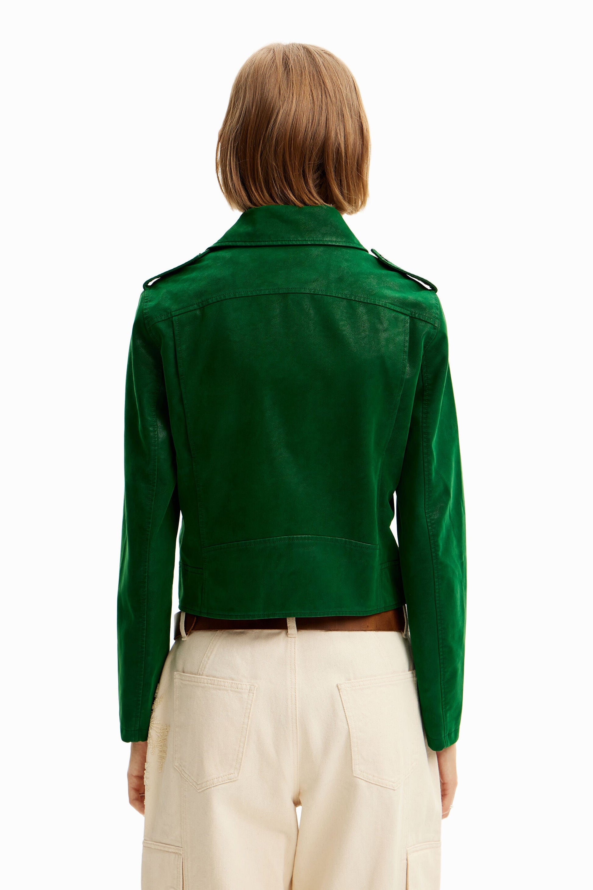 Desigual Textured Leather-Effect Biker Jacket - Edgy & Stylish - 24SWEW05 Desigual