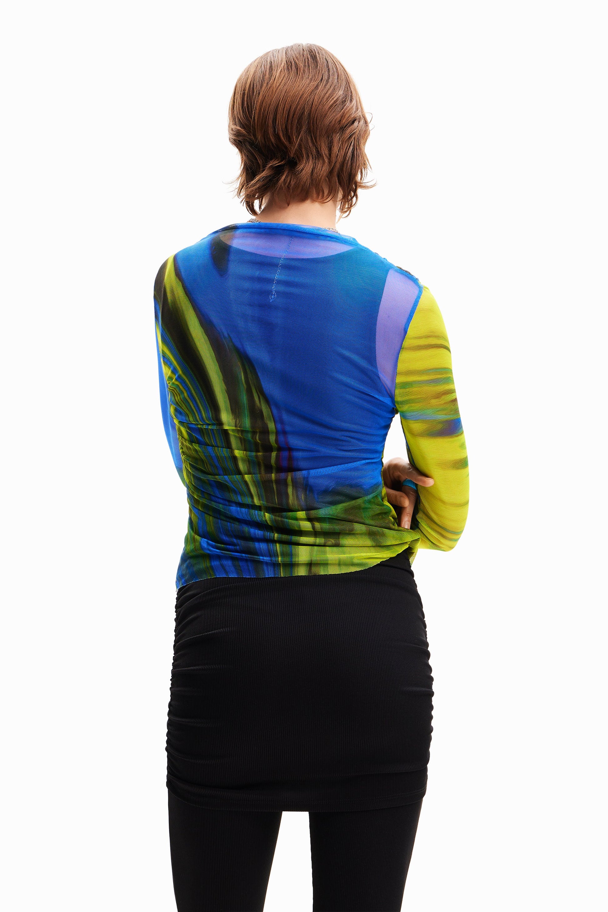 Desigual Tulle Wave Top - Fitted Long Sleeve T-Shirt - Unique European Fashion Desigual