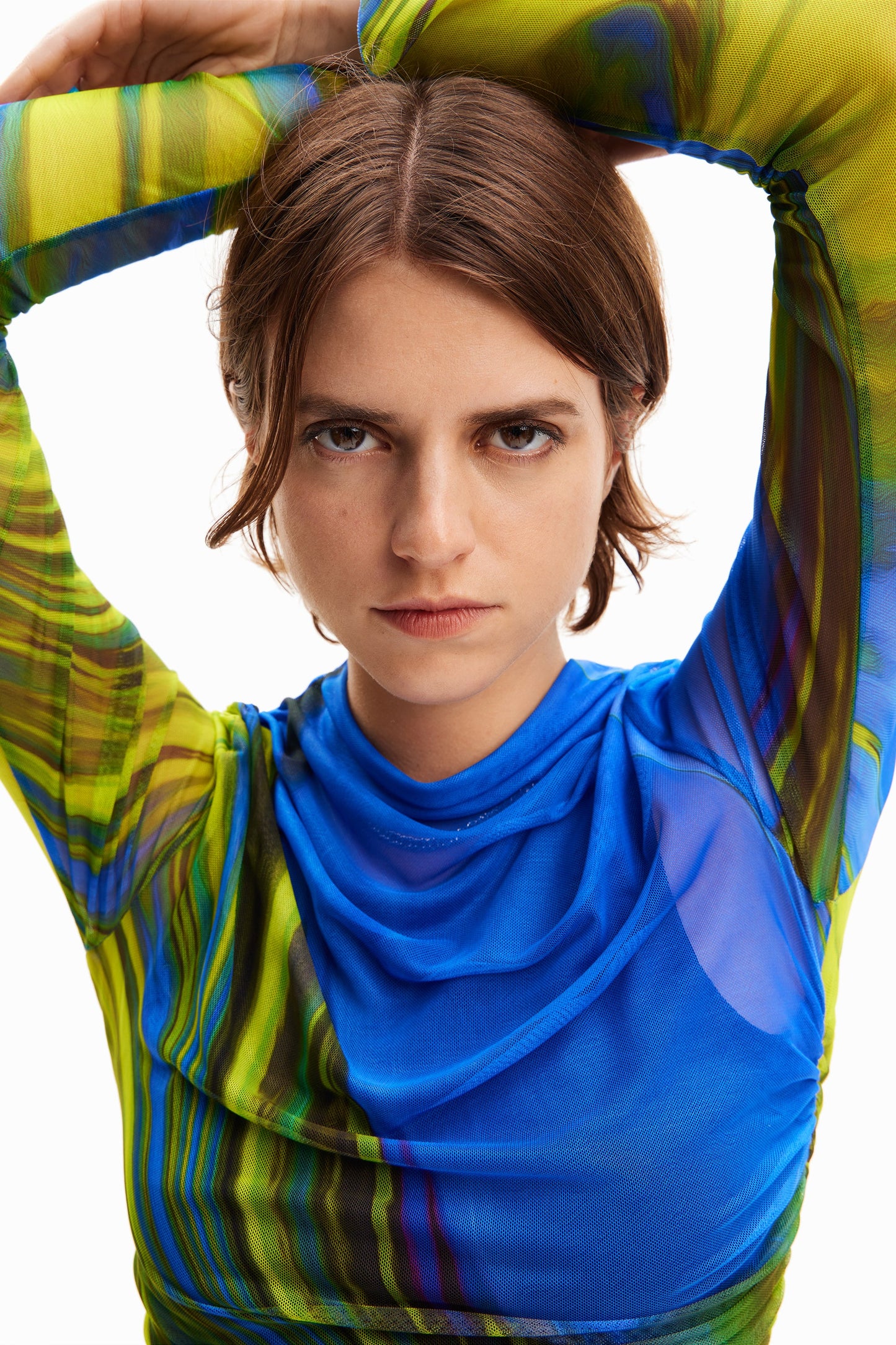 Desigual Tulle Wave Top - Fitted Long Sleeve T-Shirt - Unique European Fashion Desigual