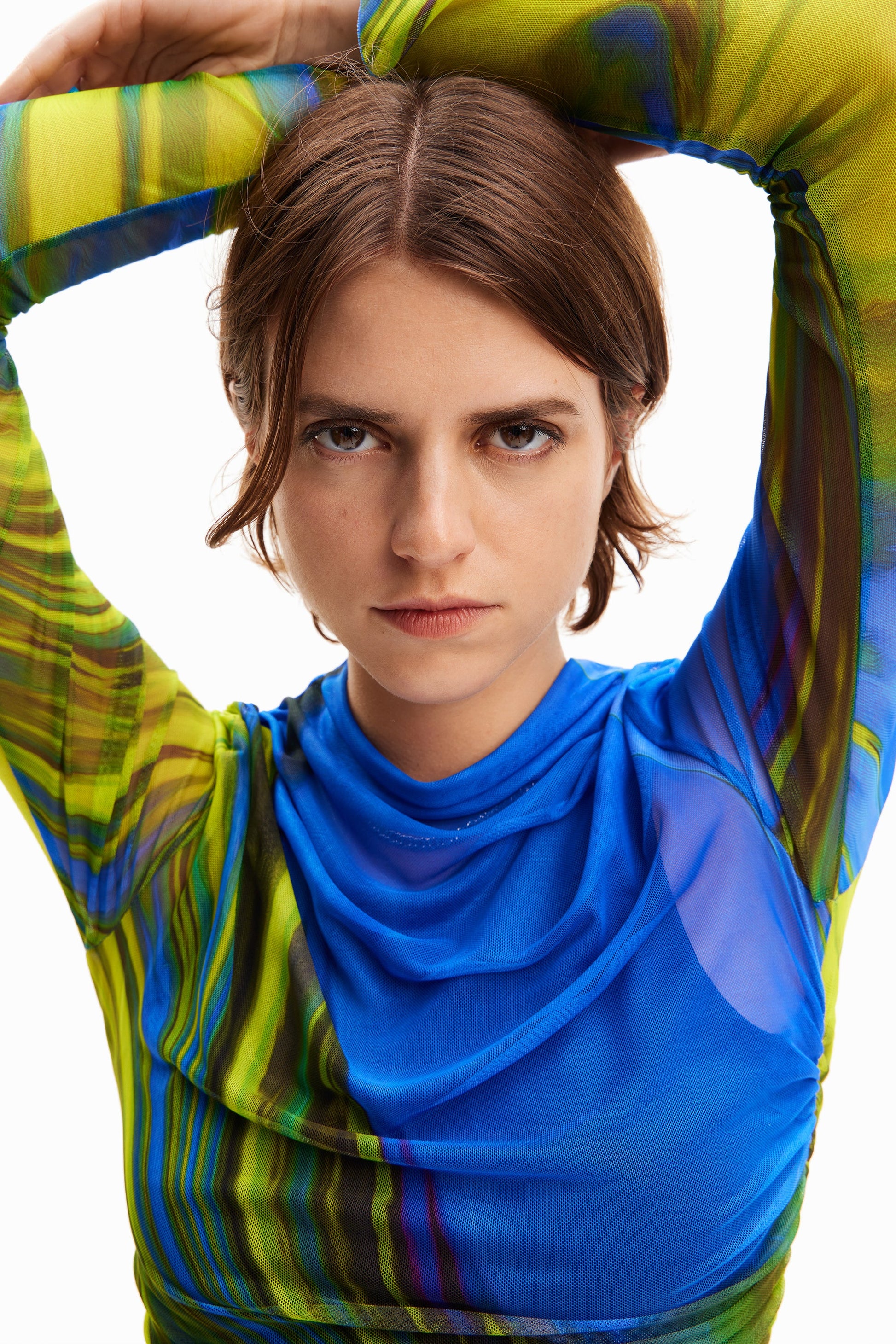 Desigual Tulle Wave Top - Fitted Long Sleeve T-Shirt - Unique European Fashion Desigual