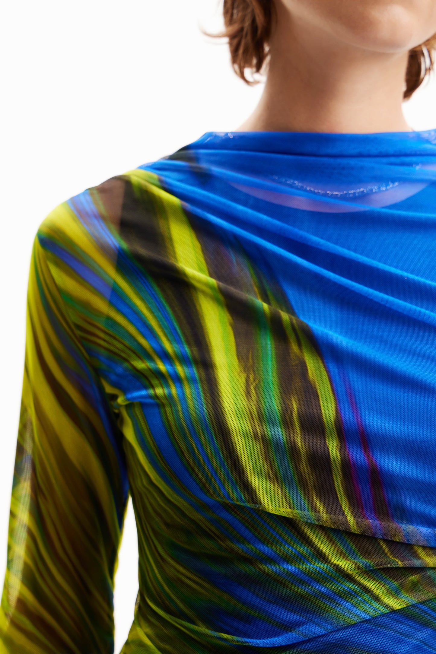 Desigual Tulle Wave Top - Fitted Long Sleeve T-Shirt - Unique European Fashion Desigual