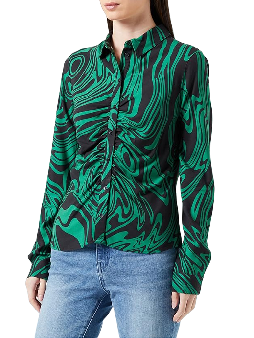 Desigual Wheeler Shirt - Abstract Print, Green & Black - European Fashion Desigual