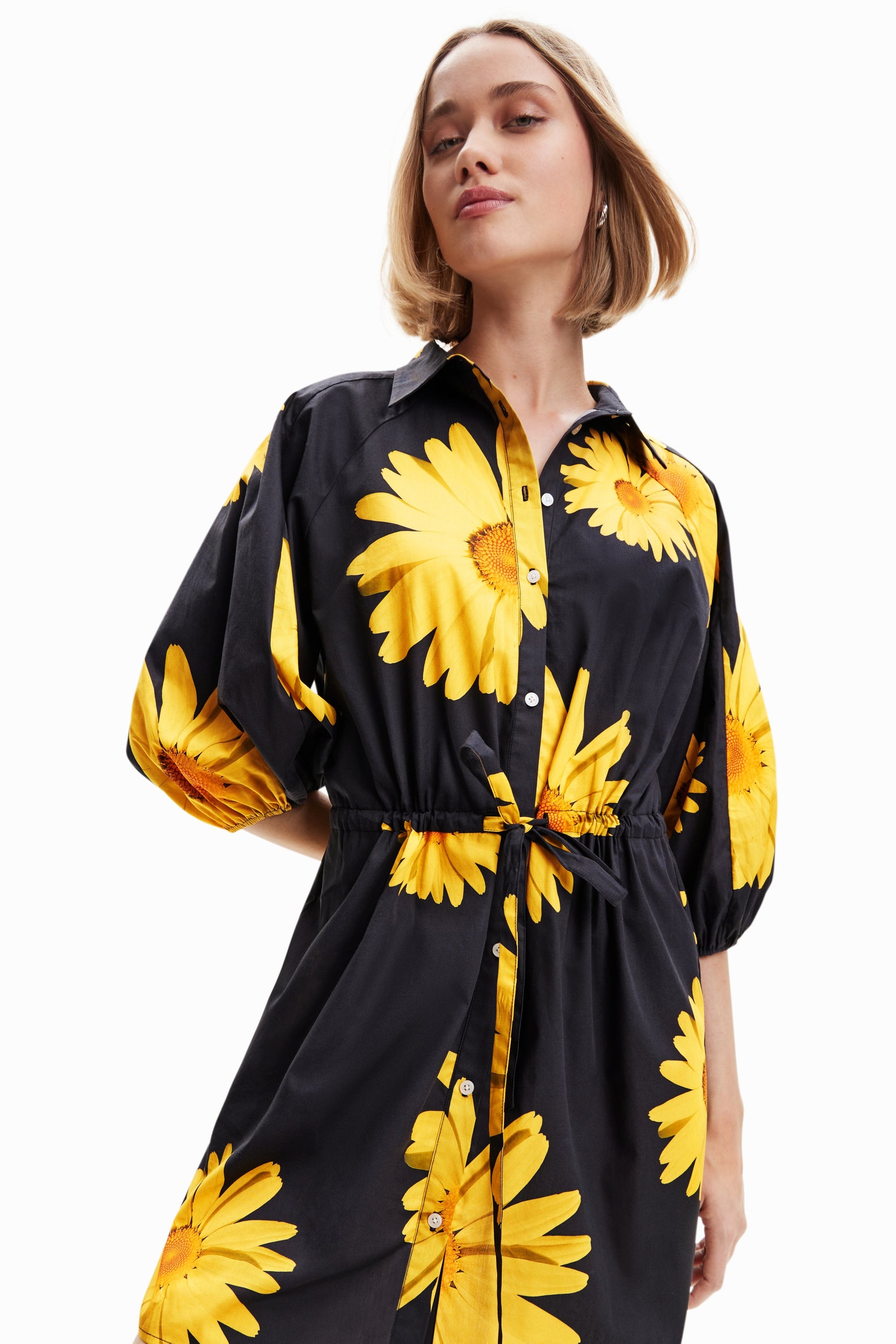 Desigual Women Woven Dress 3/4 Sleeves Desigual