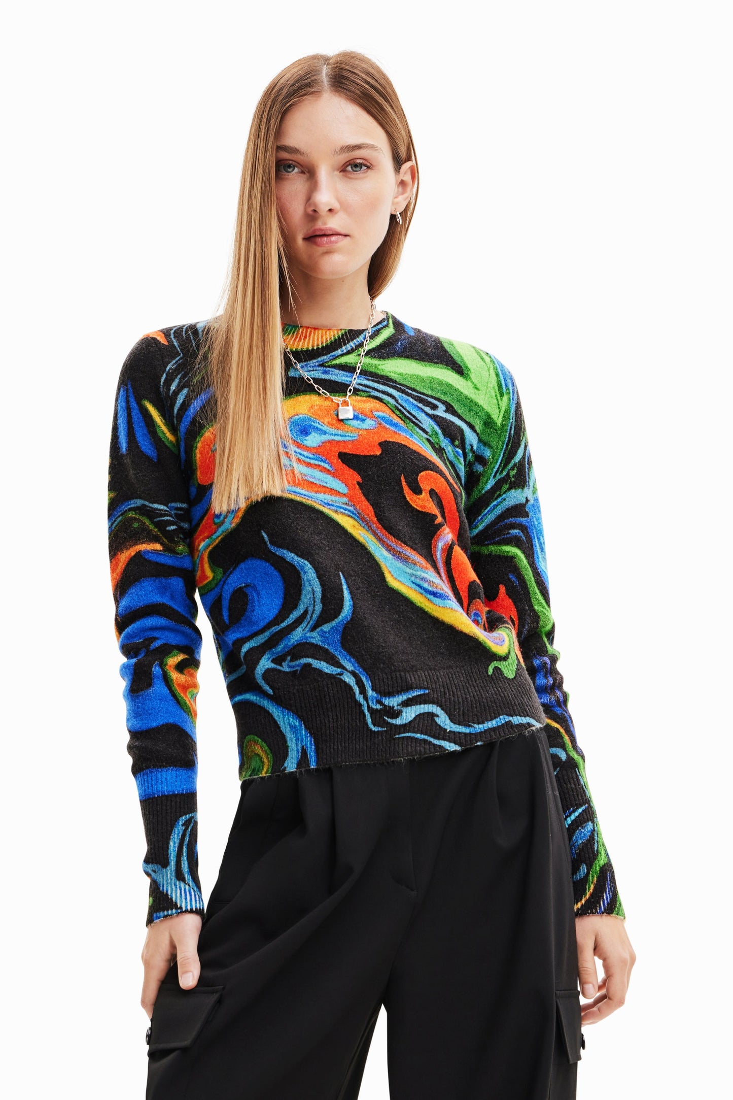 Desigual Women's Abstract Print Pullover Sweater - Vibrant & Unique Desigual