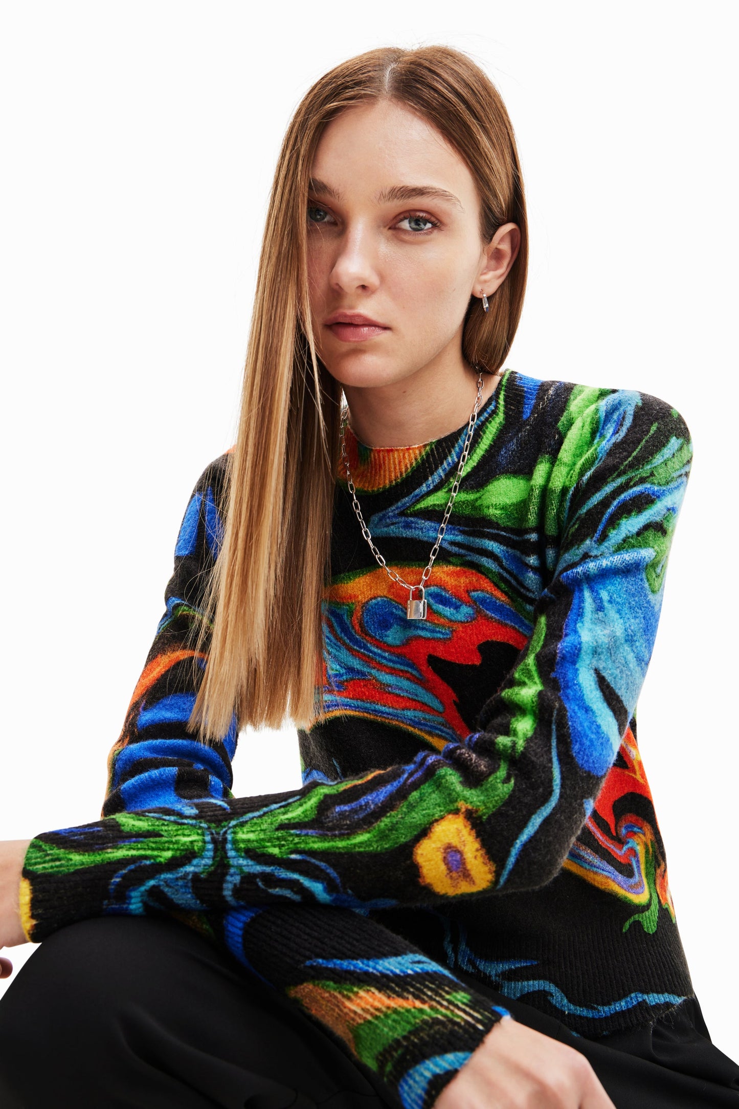 Desigual Women's Abstract Print Pullover Sweater - Vibrant & Unique Desigual