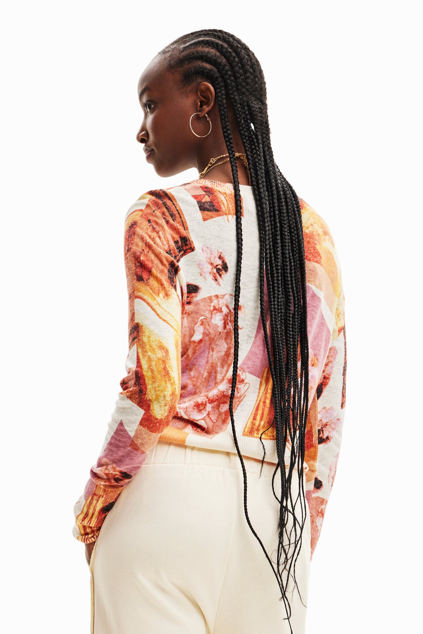 Desigual Women's Artistic Floral Knit Pullover - Unique European Style Desigual