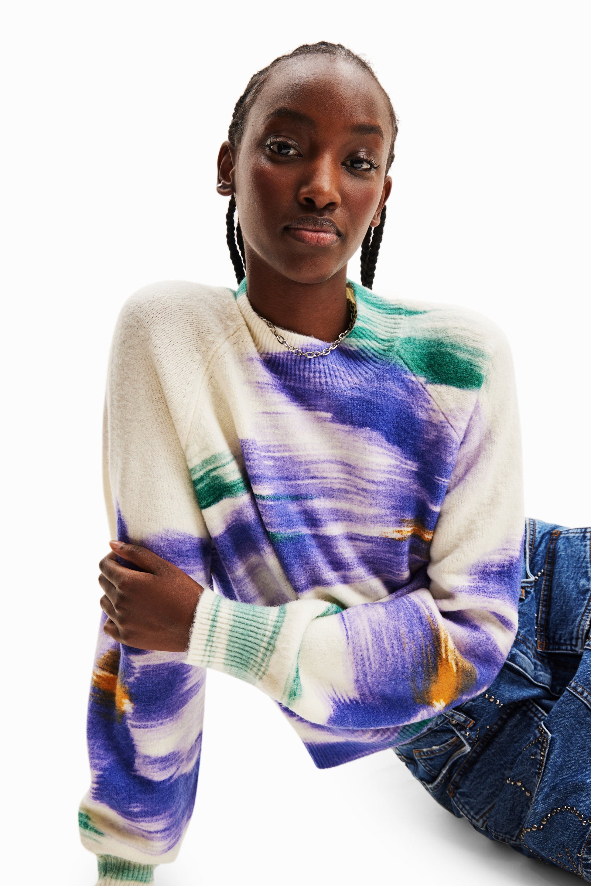 Desigual Women's Floral Print Sweater - Recycled Acrylic, Unique Design Desigual