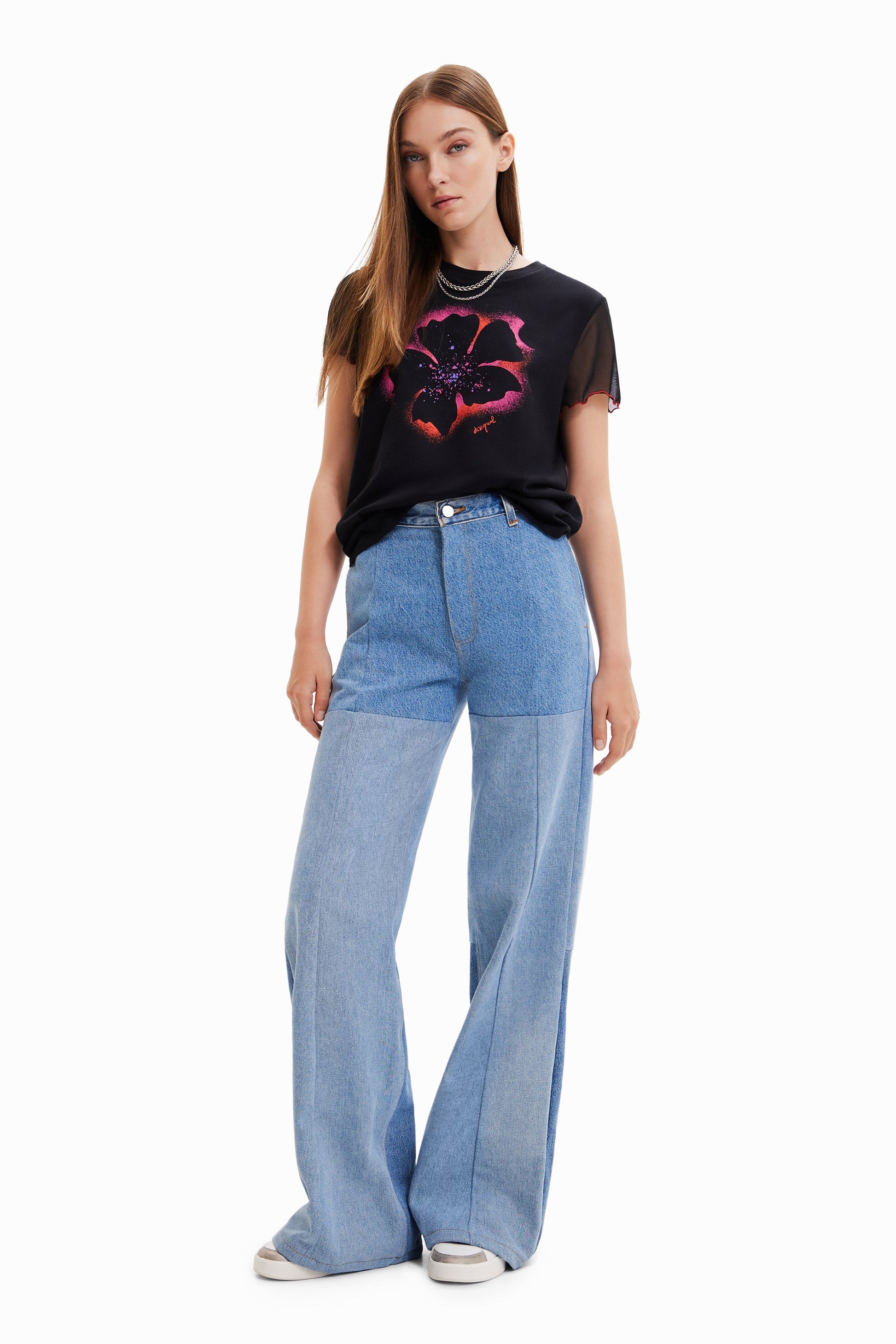 Desigual Women's Knit T-Shirt - Unique Print Short Sleeve Top - Express Your Style Desigual