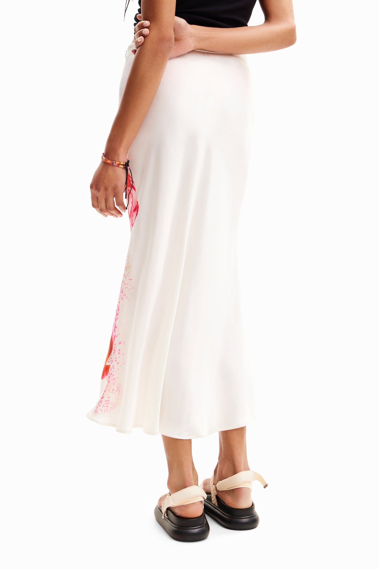 Desigual Women's Maxi Skirt - White Floral Print - Stylish & Flowing Desigual