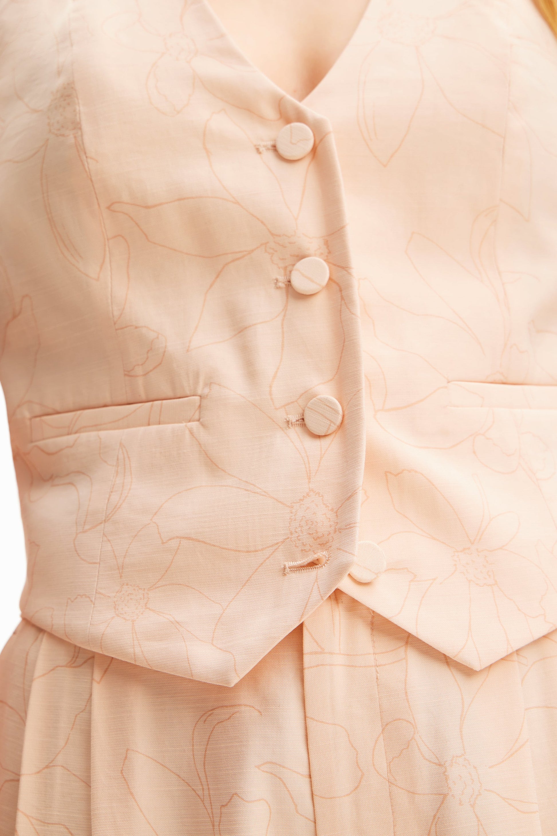 Desigual Women's Peach Floral Woven Vest - Stylish European Fashion Desigual