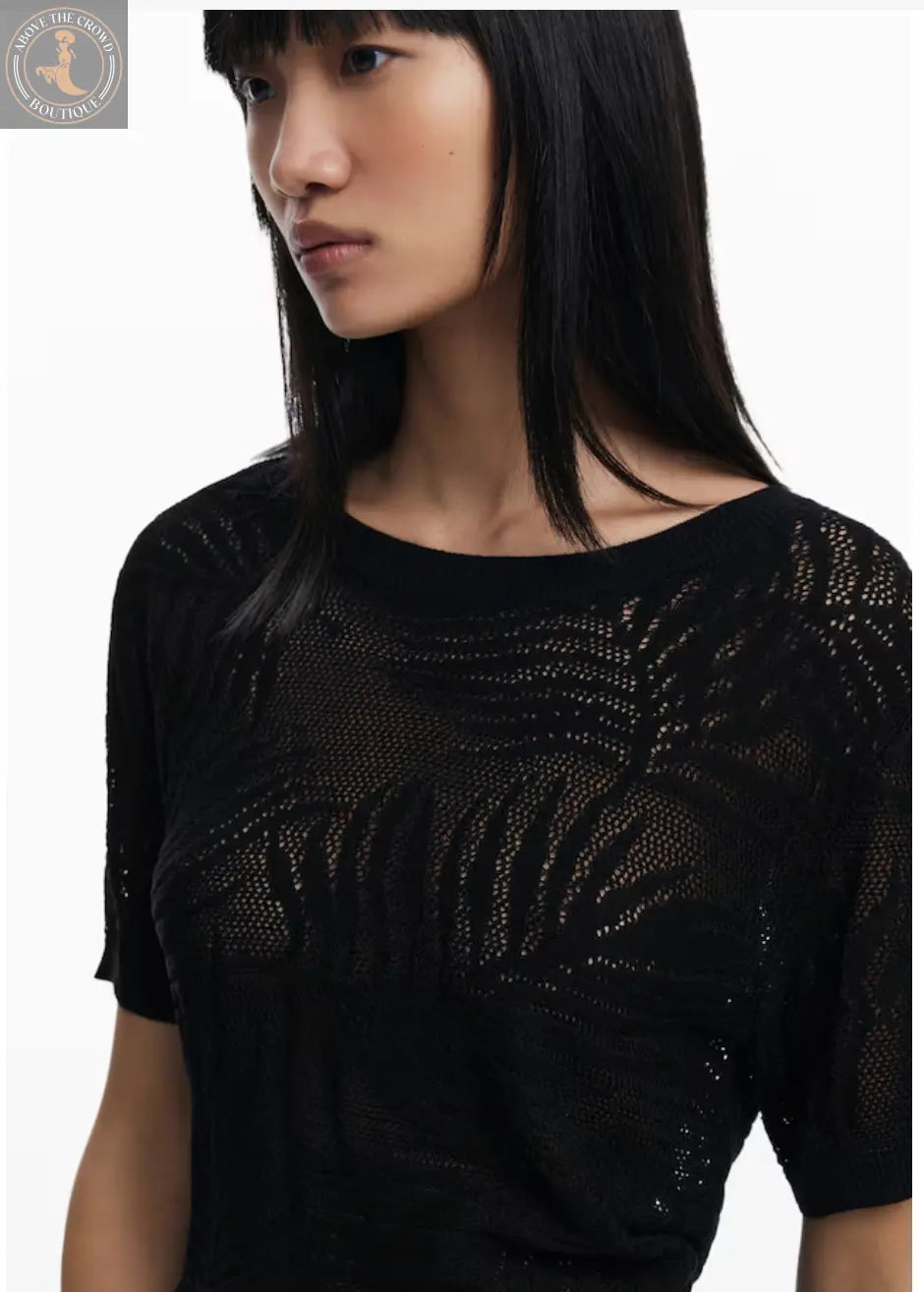 Desigual Women's Semi-Sheer Knit T-Shirt - Sacramento Collection - Unique European Style Desigual