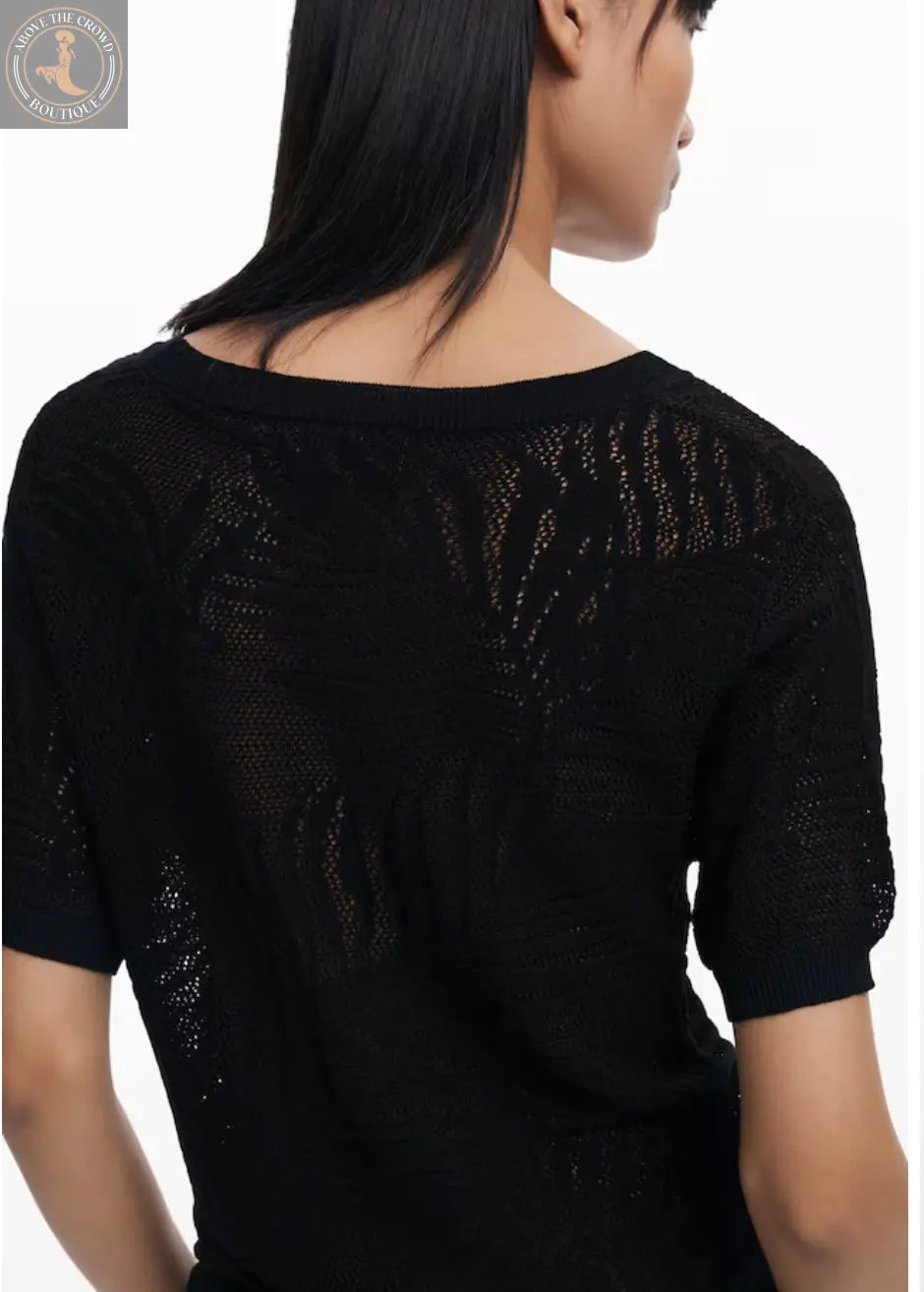 Desigual Women's Semi-Sheer Knit T-Shirt - Sacramento Collection - Unique European Style Desigual