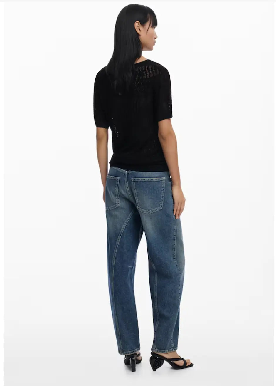 Desigual Women's Semi-Sheer Knit T-Shirt - Sacramento Collection - Unique European Style Desigual