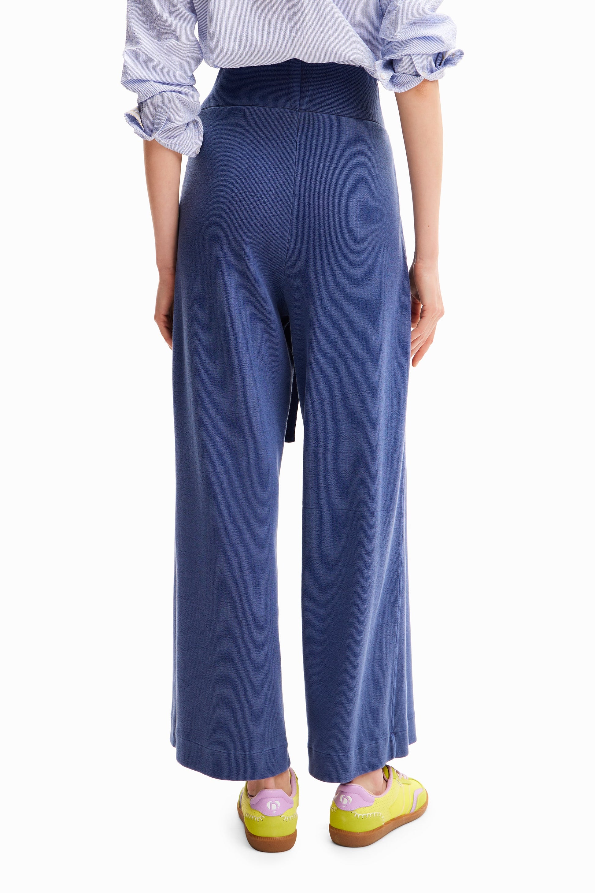 Desigual Women's Tomy Ribbed Knit Wide Leg Pants - High Waisted European Style Desigual