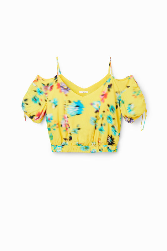 Desigual Women's Woven Blouse - Betty Style - Vibrant Yellow, Unique Design Desigual