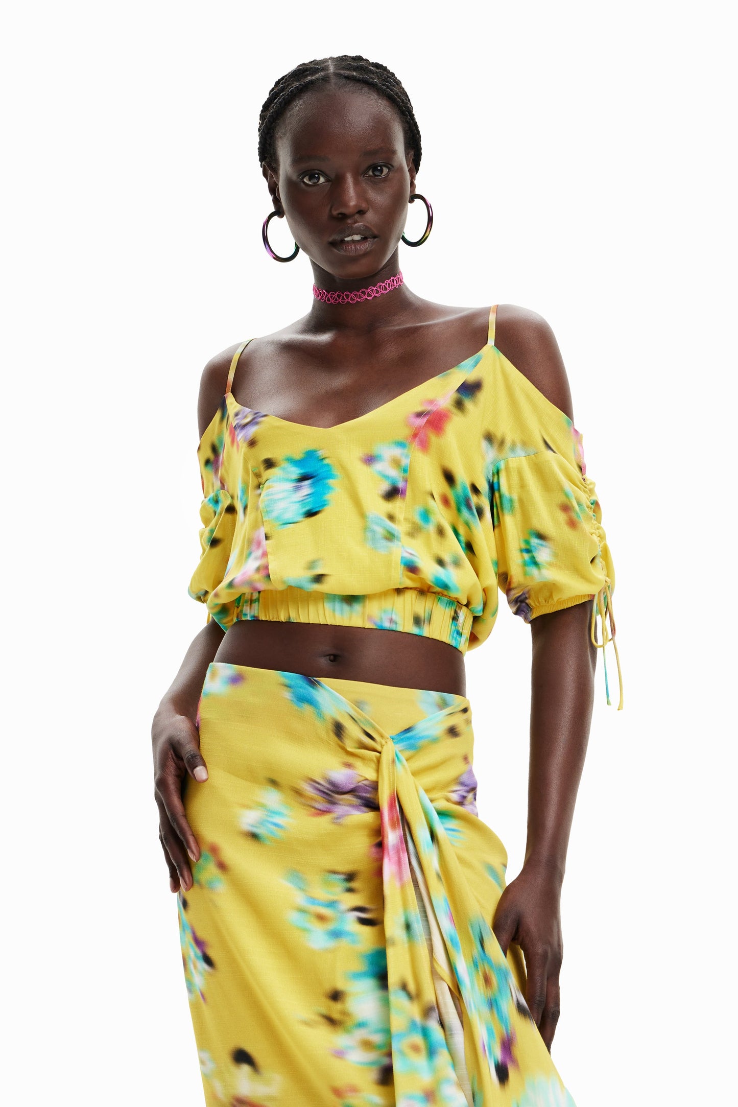 Desigual Women's Woven Blouse - Betty Style - Vibrant Yellow, Unique Design Desigual