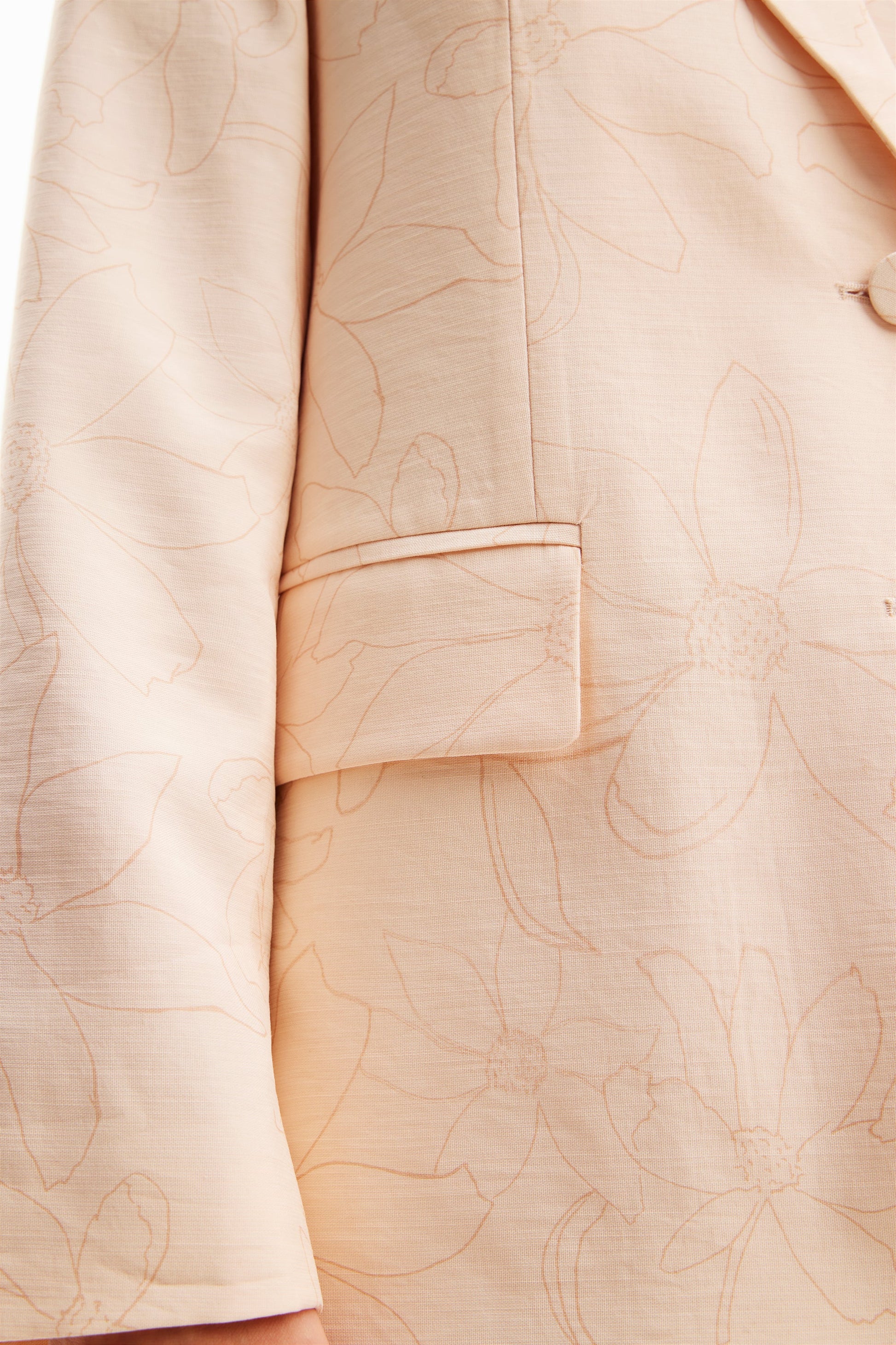 Desigual Women's Woven Floral Blazer - Light Peach, Oversized Fit - Elevate Your Style Above The Crowd Desigual