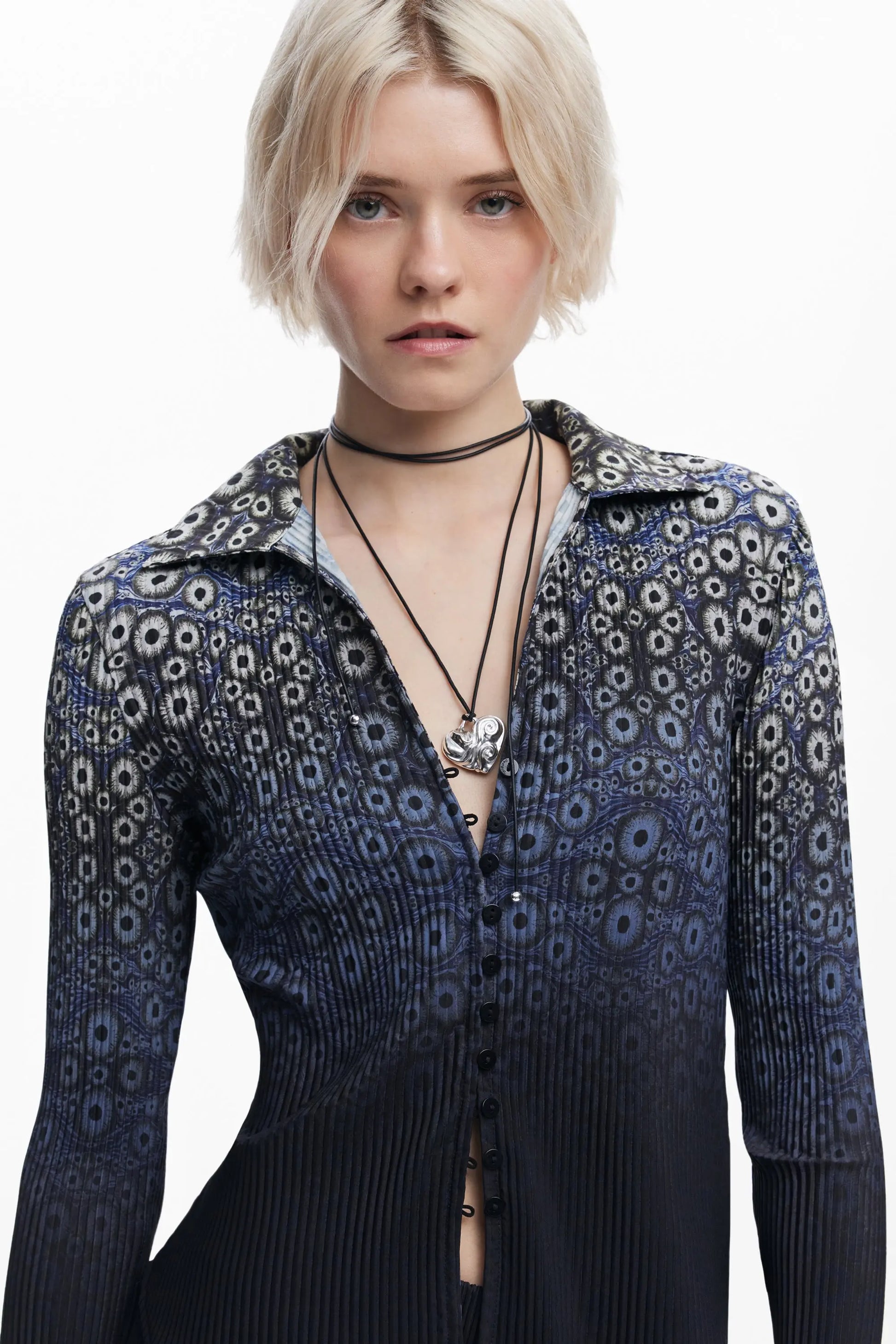 Desigual Women's 'Celulas Lacroix' Print Shirt - Unique Cellular Design, Slim Fit Desigual