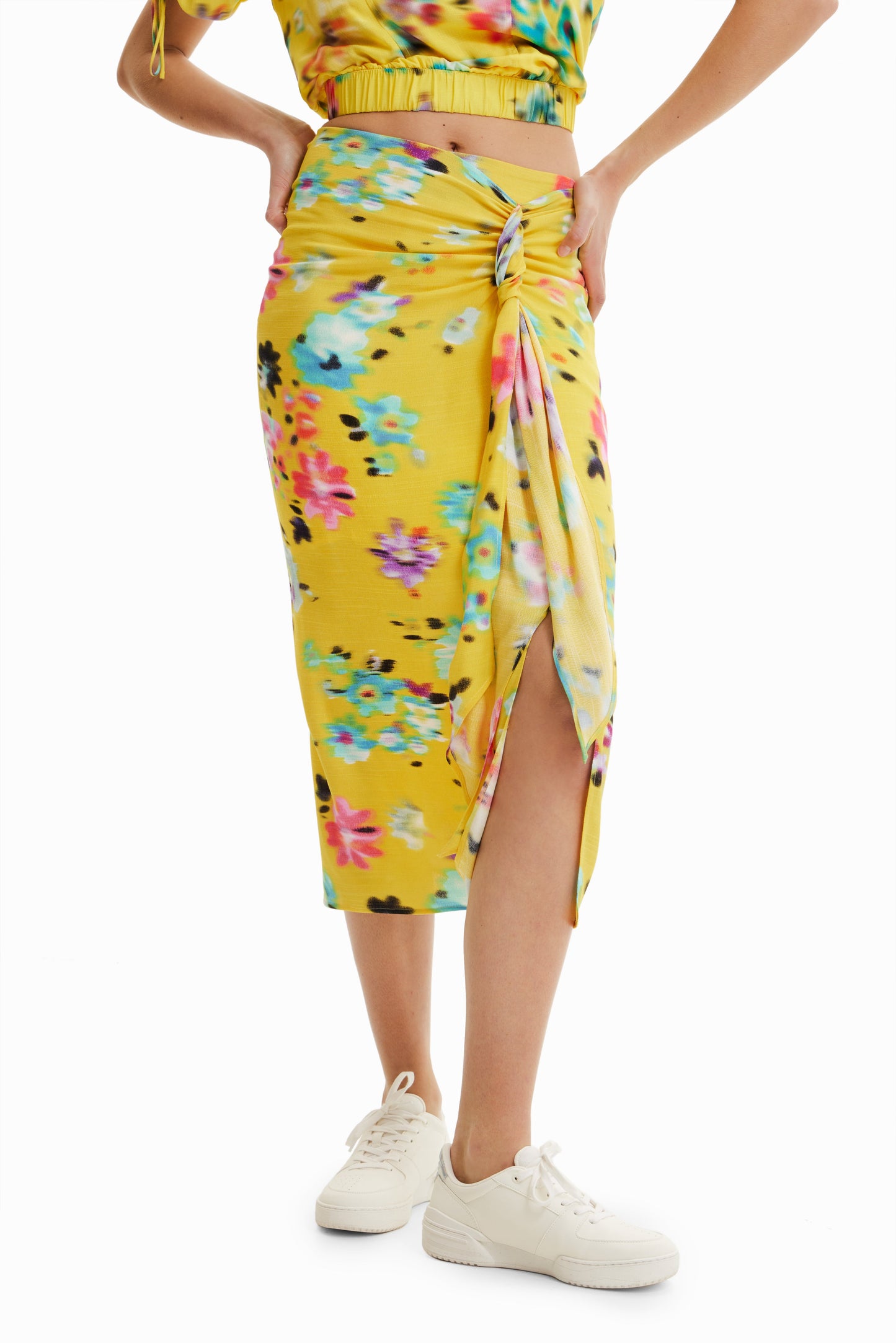 Desigual Woven Skirt - 'Fall Garden' Print, Viscose Midi Skirt Desigual