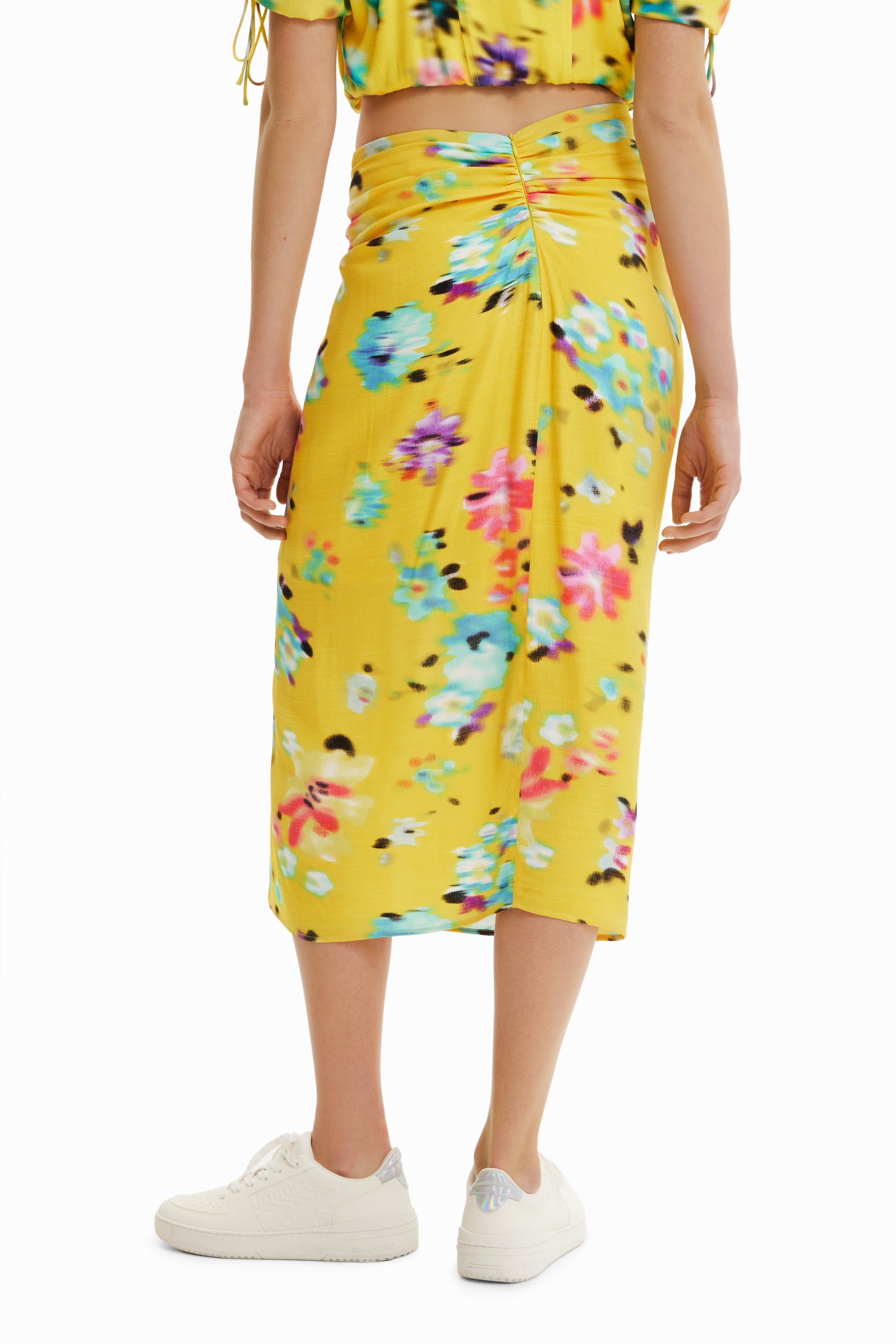 Desigual Woven Skirt - 'Fall Garden' Print, Viscose Midi Skirt Desigual