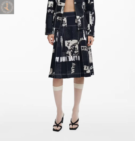 Desigual '80s Print Midi Skirt - European Designer Vintage Flair Desigual