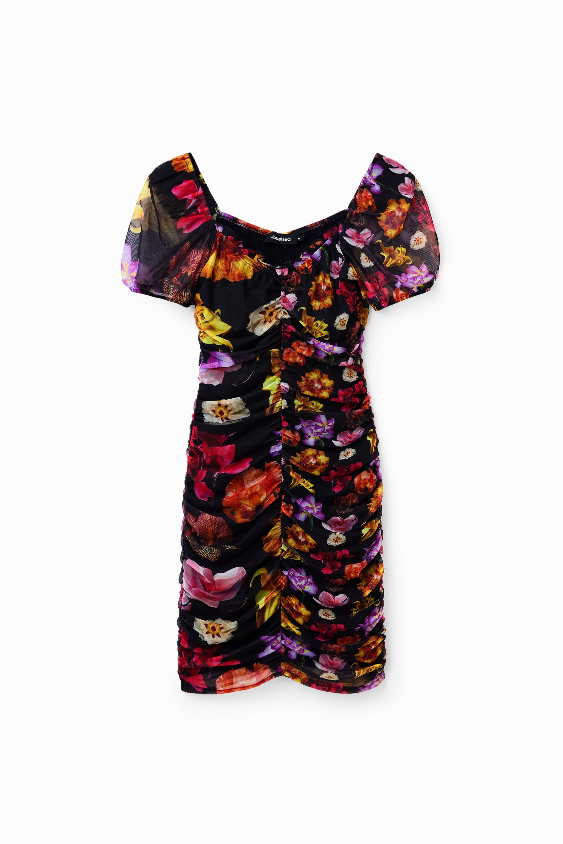 Desigual x Lacroix Floral Ruched Dress - Puff Sleeve Mini Dress - 23SWVK80 Desigual
